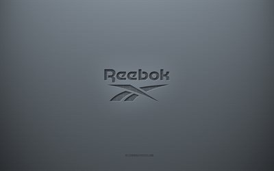 Logo Reebok, sfondo grigio creativo, emblema Reebok, trama di carta grigia, Reebok, sfondo grigio, logo Reebok 3d
