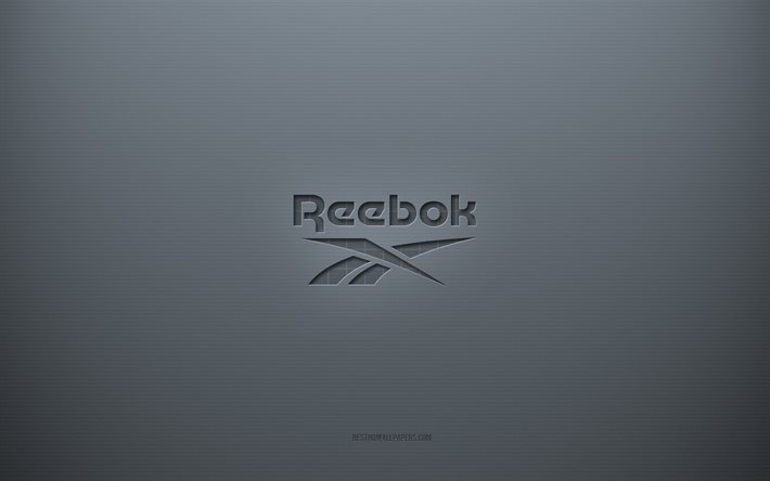 Logotipo de Reebok, fondo creativo gris, emblema de Reebok, textura de papel gris, Reebok, fondo gris, logotipo de Reebok 3d