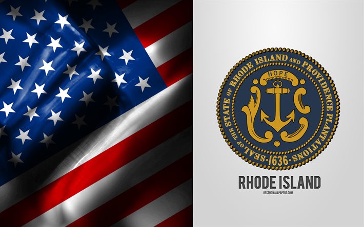 Seal of Rhode Island, USA Flag, Rhode Island emblem, Rhode Island coat of arms, Rhode Island badge, American flag, Rhode Island, USA