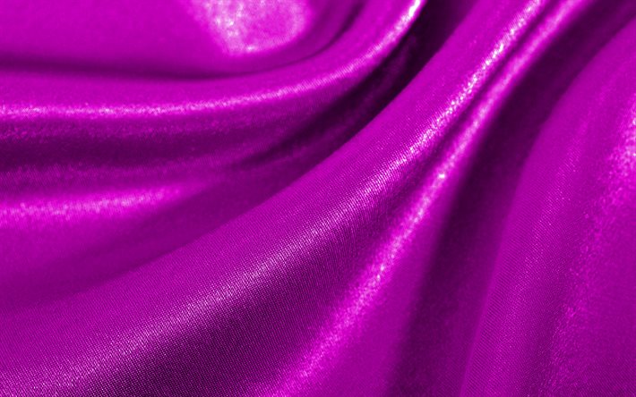 lila satin wellig, 4k, seidentextur, stoffwellige texturen, lila stoffhintergrund, textile texturen, satinierte texturen, lila hintergr&#252;nde, wellige texturen