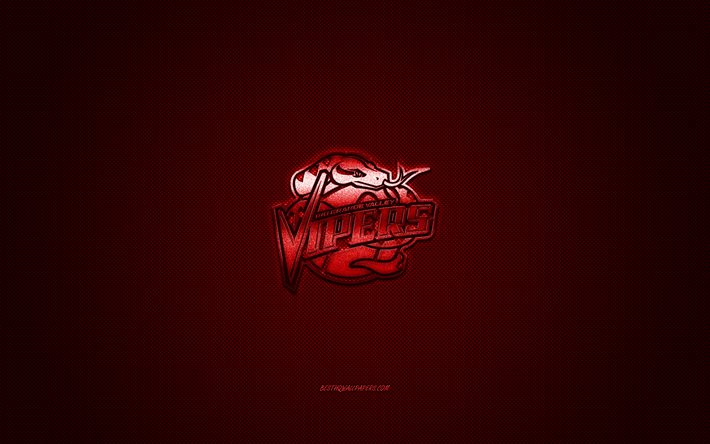 Rio Grande Valley Vipers, clube americano de basquete, logotipo vermelho, fundo vermelho de fibra de carbono, NBA G League, basquete, Texas, EUA, logotipo do Rio Grande Valley Vipers