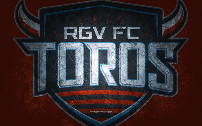 Rio Grande Valley FC Toros, squadra di calcio Americana, sfondo rosso, Rio Grande Valley FC Toros logo, grunge, arte, USL, calcio