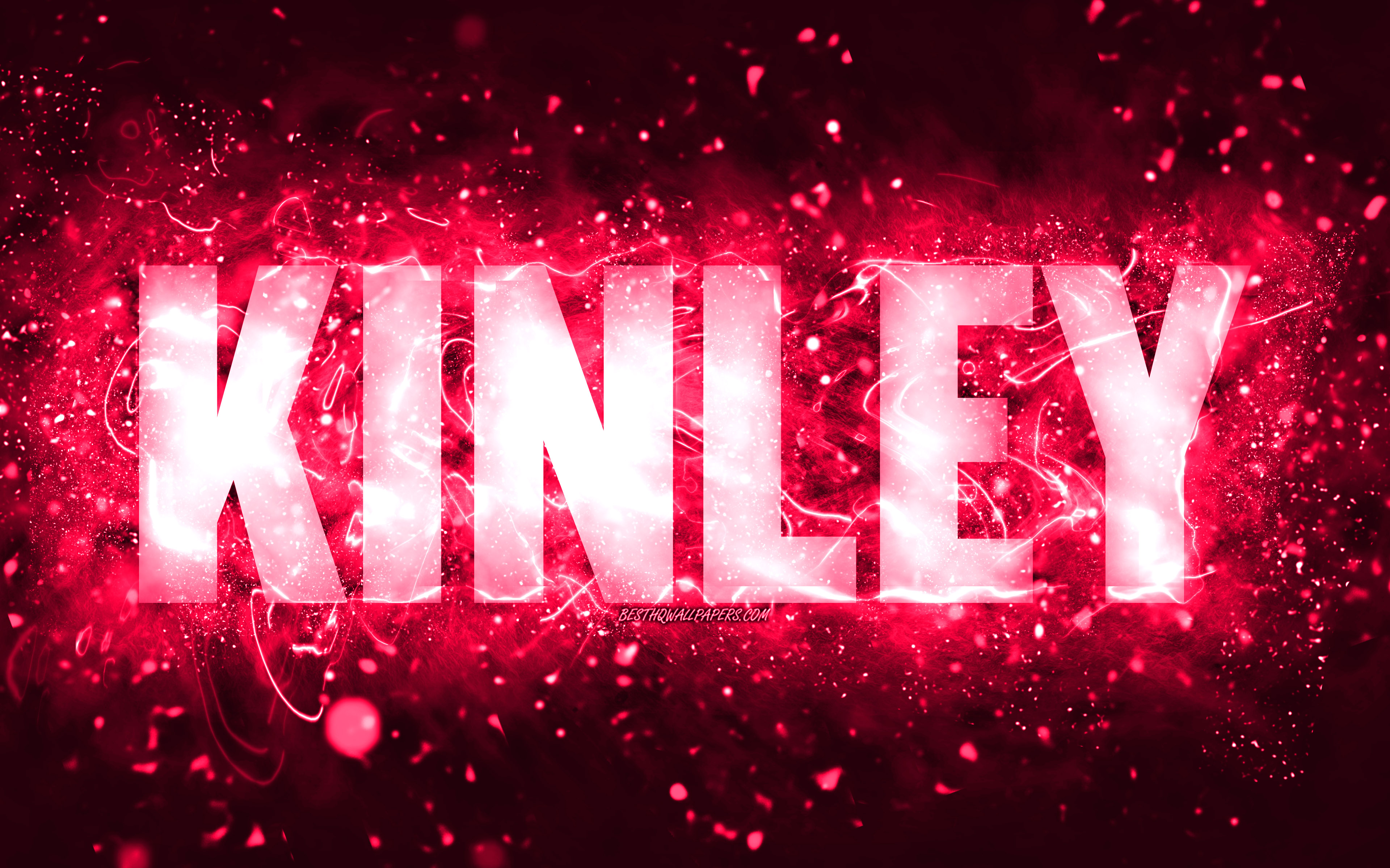 Download wallpapers Happy Birthday Kinley, 4k, pink neon lights, Kinley ...