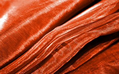 orange wavy fabric background, 4K, wavy tissue texture, macro, orange textile, fabric wavy textures, textile textures, fabric textures, orange backgrounds, fabric backgrounds
