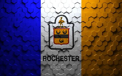 Flag of Rochester, New York, honeycomb art, Rochester hexagons flag, Rochester, 3d hexagons art, Rochester flag
