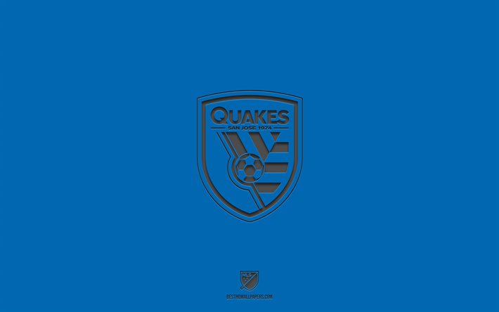 San Jose Earthquakes, bl&#229; bakgrund, amerikansk fotbollslag, San Jose Earthquakes emblem, MLS, San Jose, USA, fotboll, San Jose Earthquakes logo