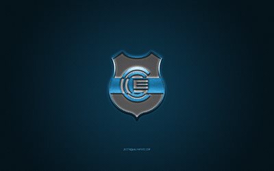 Gimnasia y Esgrima de Jujuy, Argentine football club, blue logo, blue carbon fiber background, Primera B Nacional, football, San Salvador de Jujuy, Argentina, Gimnasia y Esgrima de Jujuy logo