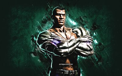 Jax Briggs, Mortal Kombat Mobile, Jax Briggs MK Mobile, Mortal Kombat, fond de pierre turquoise, personnages de Mortal Kombat Mobile, art grunge, Jax Briggs Mortal Kombat