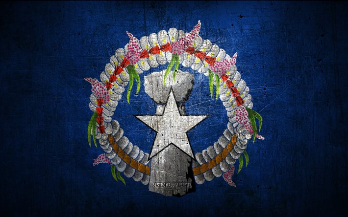 Pohjois -Mariaanien metallilippu, grunge -taide, valtameren maat, Pohjois -Mariaanien p&#228;iv&#228;, kansalliset symbolit, Pohjois -Mariaanien lippu, metalliliput, Oseania, Pohjois -Mariaanit