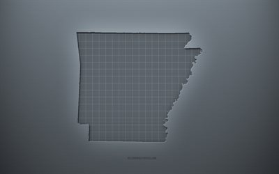 Arkansas map, gray creative background, Arkansas, USA, gray paper texture, American states, Arkansas map silhouette, map of Arkansas, gray background, Arkansas 3d map