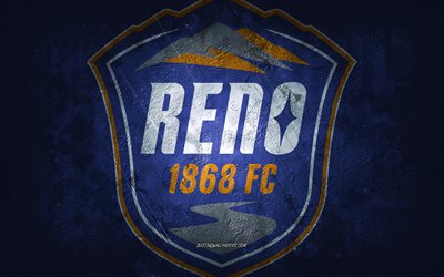 رينو 1868 إف سي, فريق كرة القدم الأمريكي, الخلفية الزرقاء, شعار نادي رينو 1868, فن الجرونج, USL, كرة القدم
