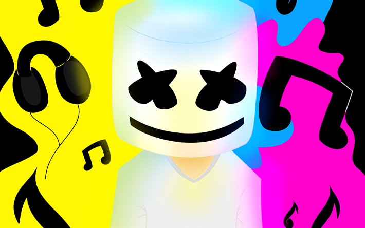 DJ Marshmello, art, musician, DJ, superstars, Marshmello