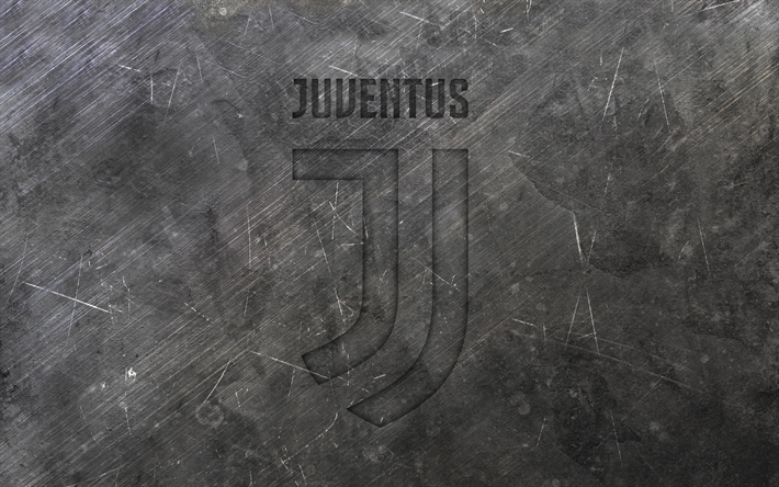 A Juventus, novo logotipo, textura de metal, novo emblema da Juventus, Turim, It&#225;lia, futebol, Serie A