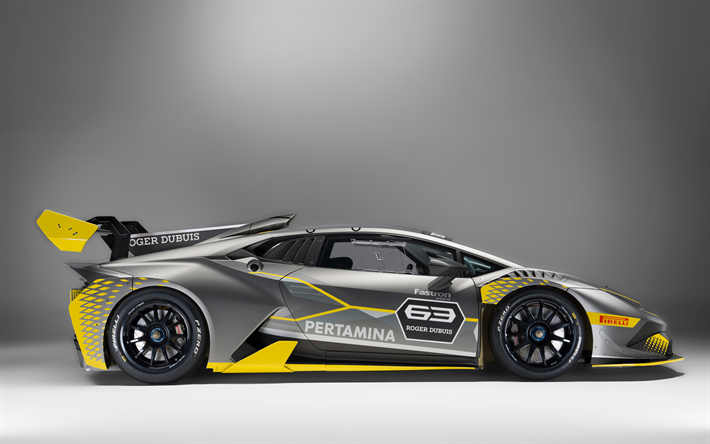 4k, Lamborghini Huracan Super Trofeo EVO, 2018 carros, carros de corrida, supercarros, Lamborghini