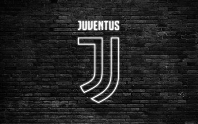 Juventus, 4k, Serie A, the new Juventus logo, Italy, football, neon logo, neon light