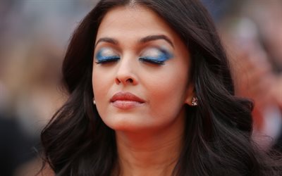 Aishwarya Rai, 4K, Bollywood, portrait, Indian actress, fashion model, brunette, blue dress, beautiful Indian woman, Aishwarya Rai Bachchan