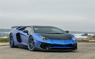 La Lamborghini Aventador, Vorsteiner, supercar, bleu Aventador, des courses de voitures, le tuning, l&#39;italien de voitures, de Saragosse, Lamborghini