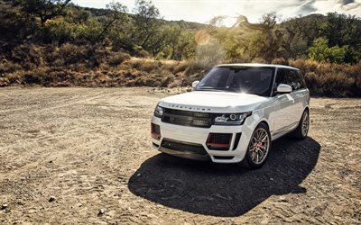 Land Rover, Range Rover, Vorsteiner, blanc SUV, tuning Range Rover, voitures de luxe, voitures Britanniques