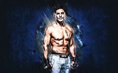 Gustavo Lopez, UFC, MMA, luchador argentino, fondo de piedra azul, arte creativo