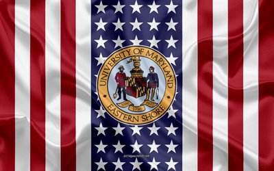 Emblema della costa orientale dell&#39;Universit&#224; del Maryland, bandiera americana, logo della costa orientale dell&#39;Universit&#224; del Maryland, Princess Anne, Maryland, USA, costa orientale dell&#39;Universit&#224; del Maryland
