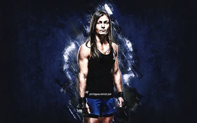 Hannah Cifers, UFC, MMA, american fighter, portrait, blue stone background, Ultimate Fighting Championship