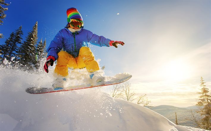 snowboard, berg, vinter, extreme, extrem sport