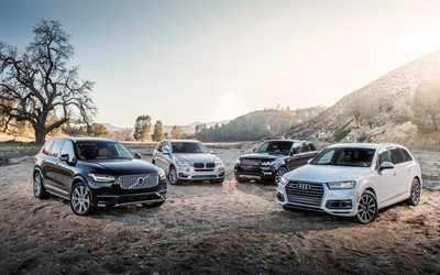 El Range Rover Sport, BMW X5, Audi Q7, Volvo XC90, 2016 coches, coches de lujo, SUVs