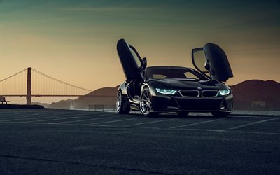 BMW i8, supercars, 2018 les voitures, la route, les phares, la nouvelle i8, BMW