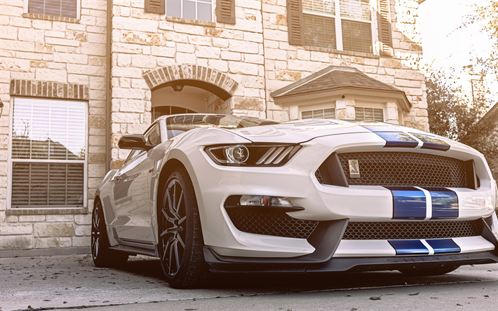 Ford Mustang GT350, vista de frente, de lujo Americano de coches deportivos, tuning Mustang