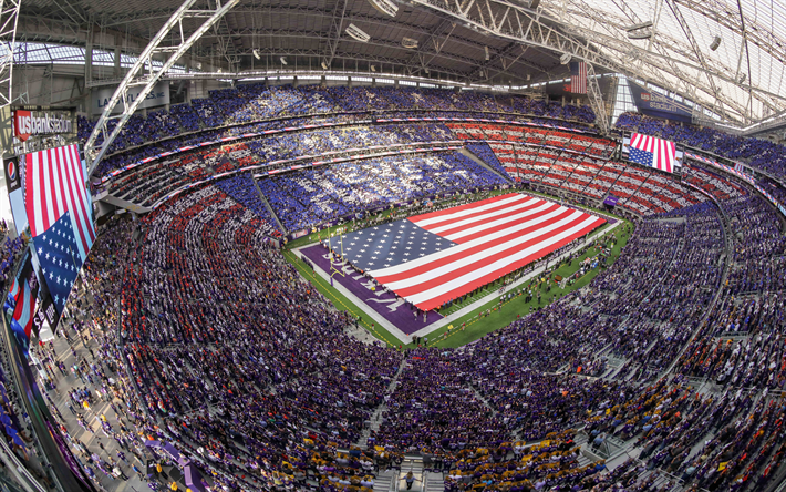 Minnesota Vikings, NOS Bank Stadium, Minneapolis, Minnesota, A Liga Nacional De Futebol, NFL, arena de esportes, EUA
