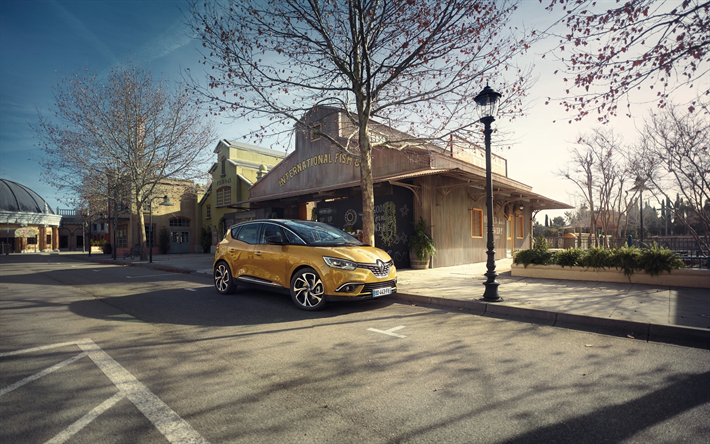 Renault Scenic, 2018, hatchback, new gold Scenic, French cars, USA, Renault