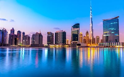 Duba&#239;, 4k, Golden City, paysage urbain, Burj dubai, &#201;MIRATS arabes unis