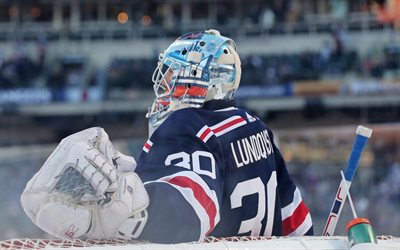 Henrik Lundqvist, 4k, hockey players, goalkeeper, New York Rangers, NHL, hockey