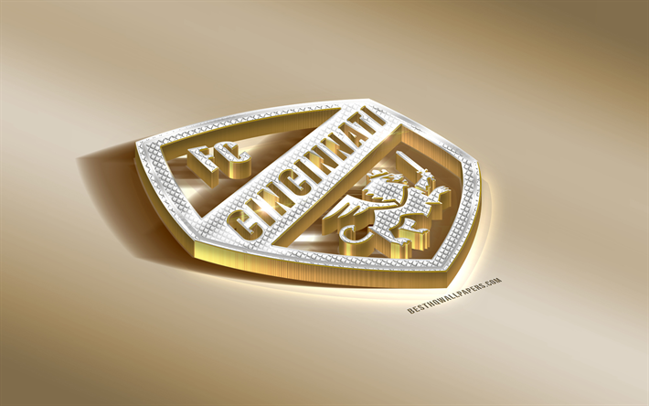 FC Cincinnati, American Soccer club, Oro Argento logo, Cincinnati, Ohio, USA, MLS, 3d, dorato, emblema, creative 3d arte, il calcio, la Major League Soccer