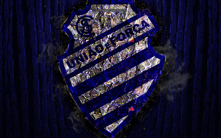Alagoano FC, bruciata logo, Brasiliano di Serie A, blu sfondo di legno, brazilian football club, CS Alagoano, grunge, calcio, Alagoano logo, texture del fuoco, Brasile