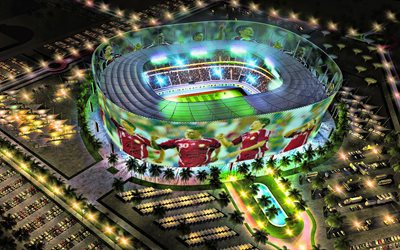 Al-Rayyan, Stadio di Qatar Stars League, Al-Rayyan SC, stadio di calcio, di calcio, di notte, 2022 della Coppa del Mondo FIFA, Riyal di stadi, Al Rayyan, Qatar