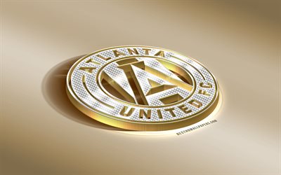 Atlanta United FC, Amerikan Futbol Kul&#252;b&#252;, Altın G&#252;m&#252;ş logo, Atlanta, Georgia, ABD, İLKAY, 3d altın amblemi, yaratıcı 3d sanat, futbol, Major League Soccer