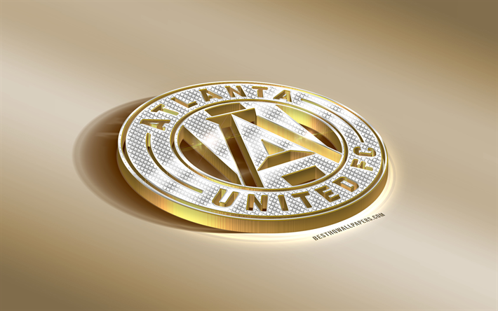 atlanta united fc, american football club, golden, silber-logo, atlanta, georgia, usa, mls, 3d-goldenes emblem, kreative 3d-kunst, fu&#223;ball, major league soccer