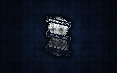 Birmingham City FC, club de f&#250;tbol ingl&#233;s, de metal azul textura de metal, logotipo, emblema, Birmingham, Inglaterra, EFL Campeonato, creativo, arte, f&#250;tbol