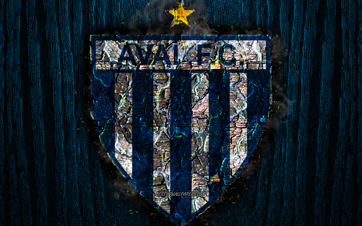 Avai FC, quemado logotipo de brasil, Seria Un azul fondo de madera de brasil, club de f&#250;tbol, Avai SC, el grunge, el f&#250;tbol, el Avai logotipo, fuego textura, Brasil