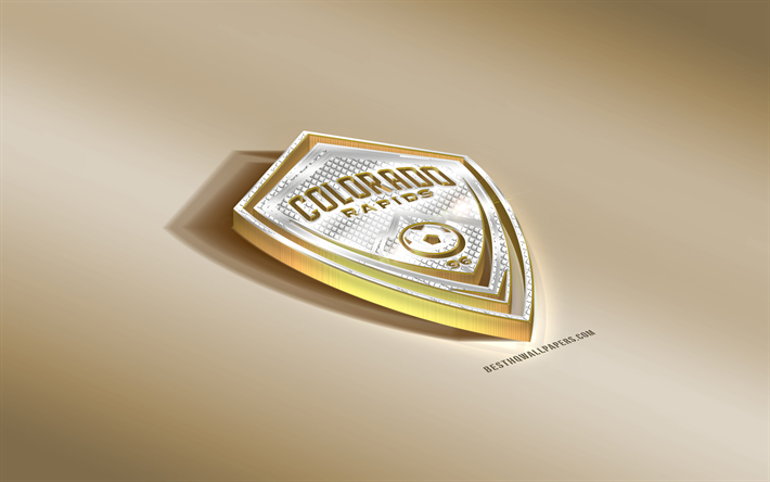 Colorado Rapids, American Soccer club, Golden Hopea logo, Denver, Colorado, USA, MLS, 3d kultainen tunnus, luova 3d art, jalkapallo, Major League Soccer