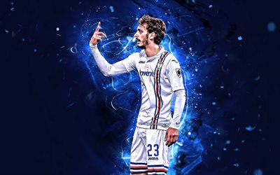 Manolo Gabbiadini, Sampdoria FC, soccer, Serie A, italian footballers, Gabbiadini, neon lights, creative, Italy