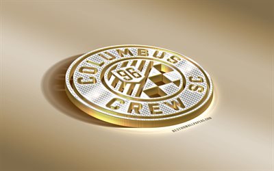 Columbus Crew SC, American Football club, Golden Silver logo, Columbus, Ohio, USA, MLS, 3d golden emblem, creative 3d art, football, Major League Soccer