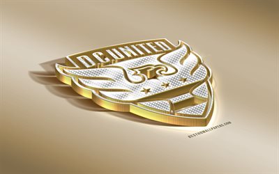 DC United, Amerikan Futbol Kul&#252;b&#252;, Altın G&#252;m&#252;ş logo, Washington, ABD, İLKAY, 3d altın amblemi, yaratıcı 3d sanat, futbol, Major League Soccer