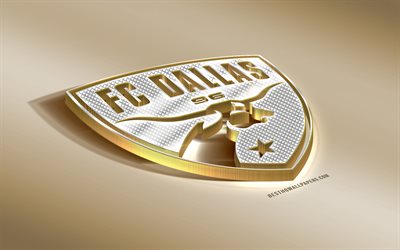 FC Dallas, American Soccer club, Golden Hopea logo, Dallas, Texas, USA, MLS, 3d kultainen tunnus, luova 3d art, jalkapallo, Major League Soccer