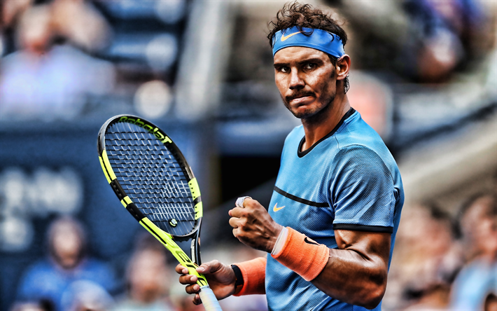 Rafael Nadal, 4k, spansk tennisspelare, ATP, match, idrottsman, Fortfarande, tennis, HDR