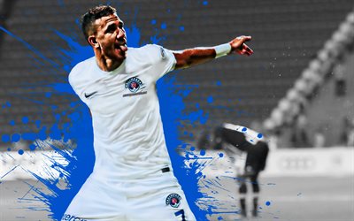 Trezeguet, Mahmoud Ahmed Ibrahim Hassan, Egyptian footballer, midfielder, Kasimpasa, Turkey, white uniform, football, goal, joy, portrait