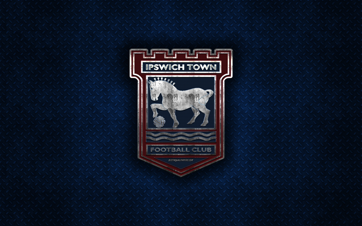 Ipswich Town FC, English football club, blue metal texture, metal logo, emblem, Ipswich, England, EFL Championship, creative art, football