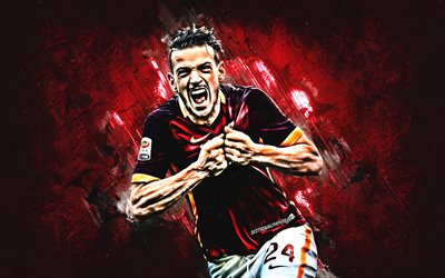 Alessandro Florenzi, purple stone, AS Roma, goal, italian footballers, soccer, Serie A, Florenzi, grunge, Roma FC, Italy