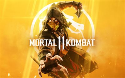 Mortal Kombat 11 De 2019, el Escorpi&#243;n, 4k, de promoci&#243;n, de carteles, de car&#225;cter popular, arte